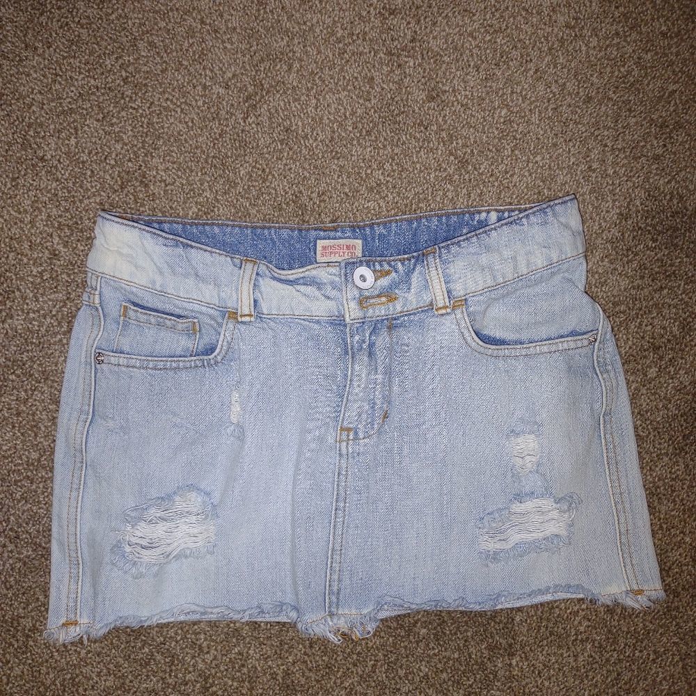Mossimo Supply Co Distressed Light Wash Denim Jean Skirt Size 7
